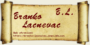 Branko Lačnevac vizit kartica